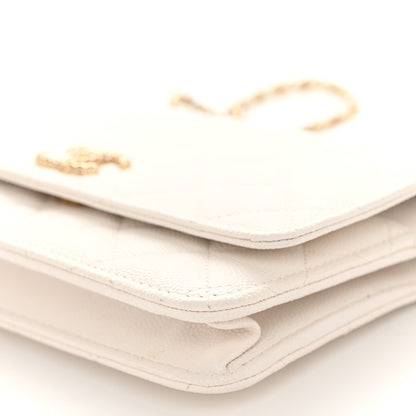 Chanel Caviar Quilted Perforated Metal CC Wallet On Chain WOC White 11 of 12