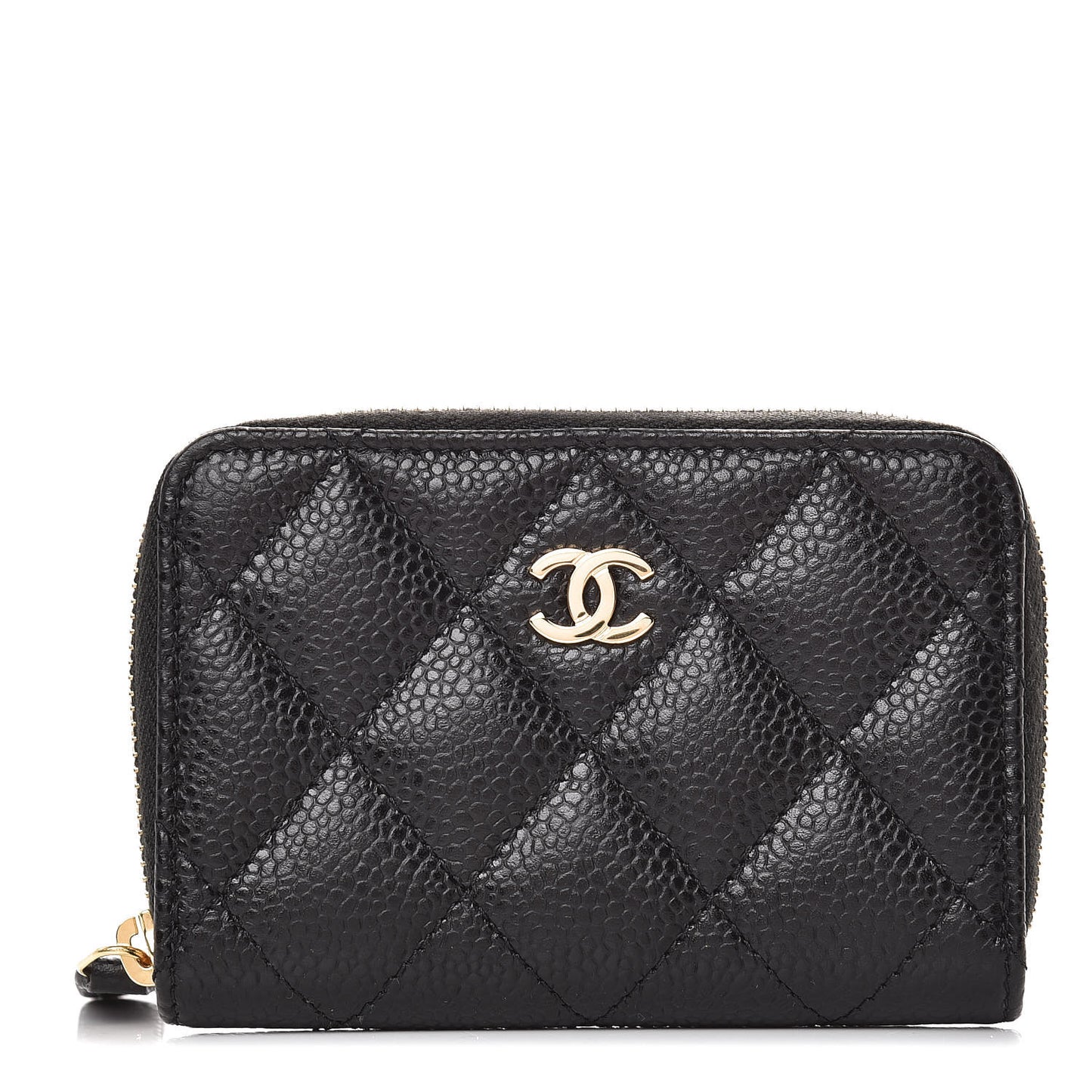 Caviar Quilted Zip Coin Purse Black