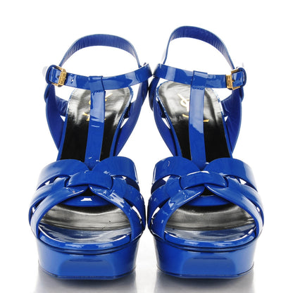 Saint Laurent Patent Tribute 75 Platform Sandals 41 Blue Marjorelle 2 of 8