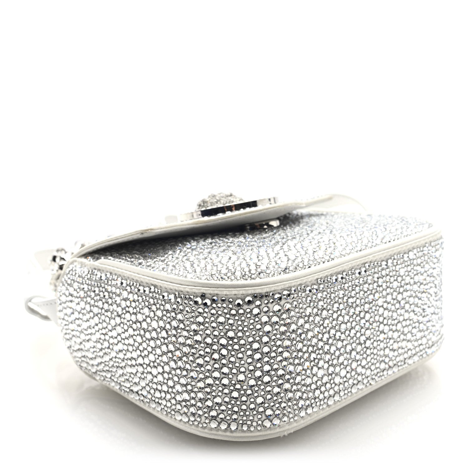 Versace Satin Crystal Studded Mini La Medusa Bag White 4 of 9
