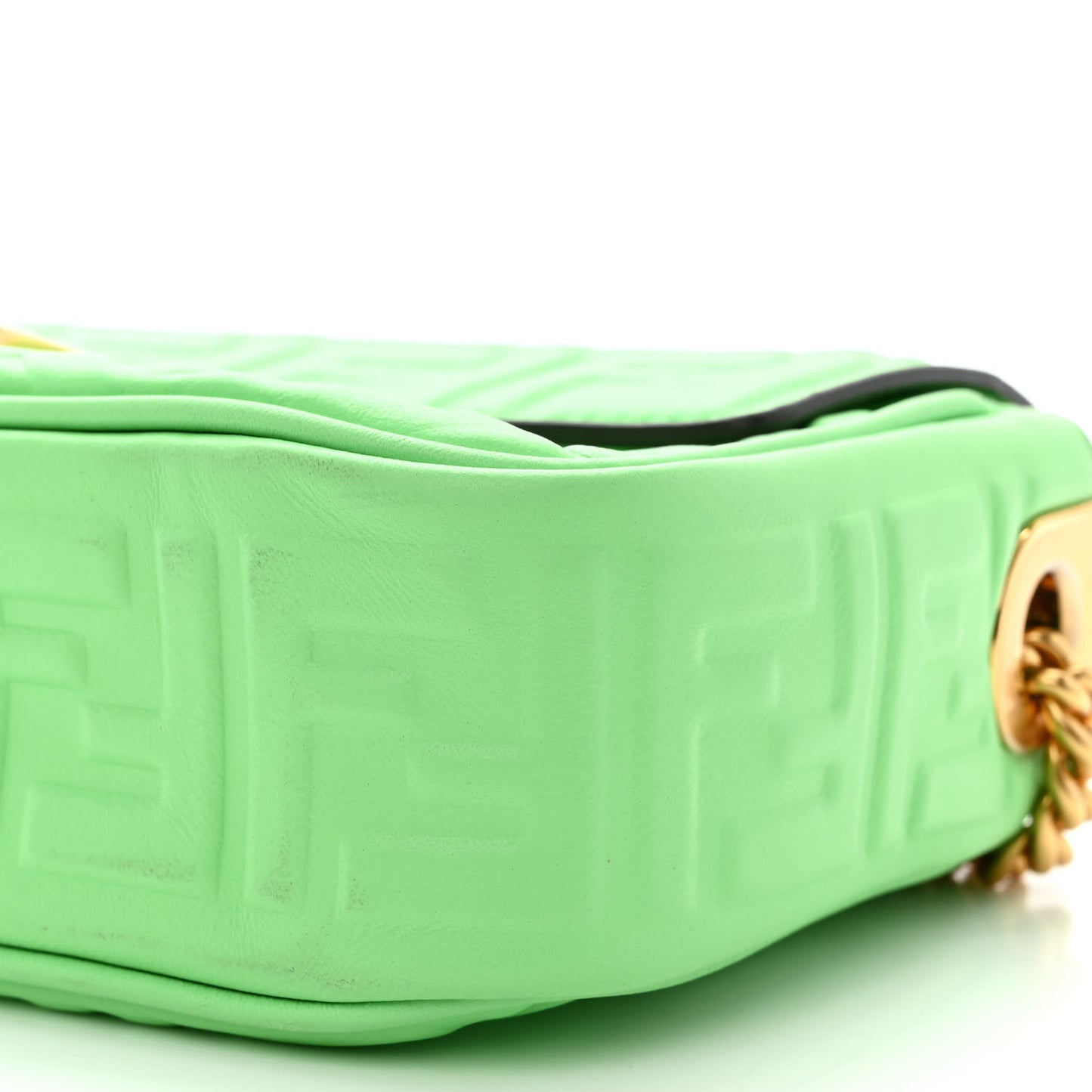 Nappa Small FF Embossed Midi Chain Baguette Edamame