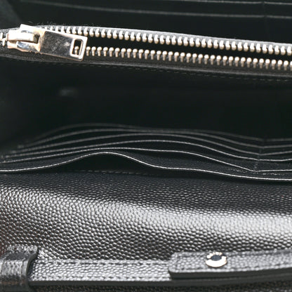 Saint Laurent Grain De Poudre Matelasse Chevron Monogram Chain Wallet Black 12 of 16