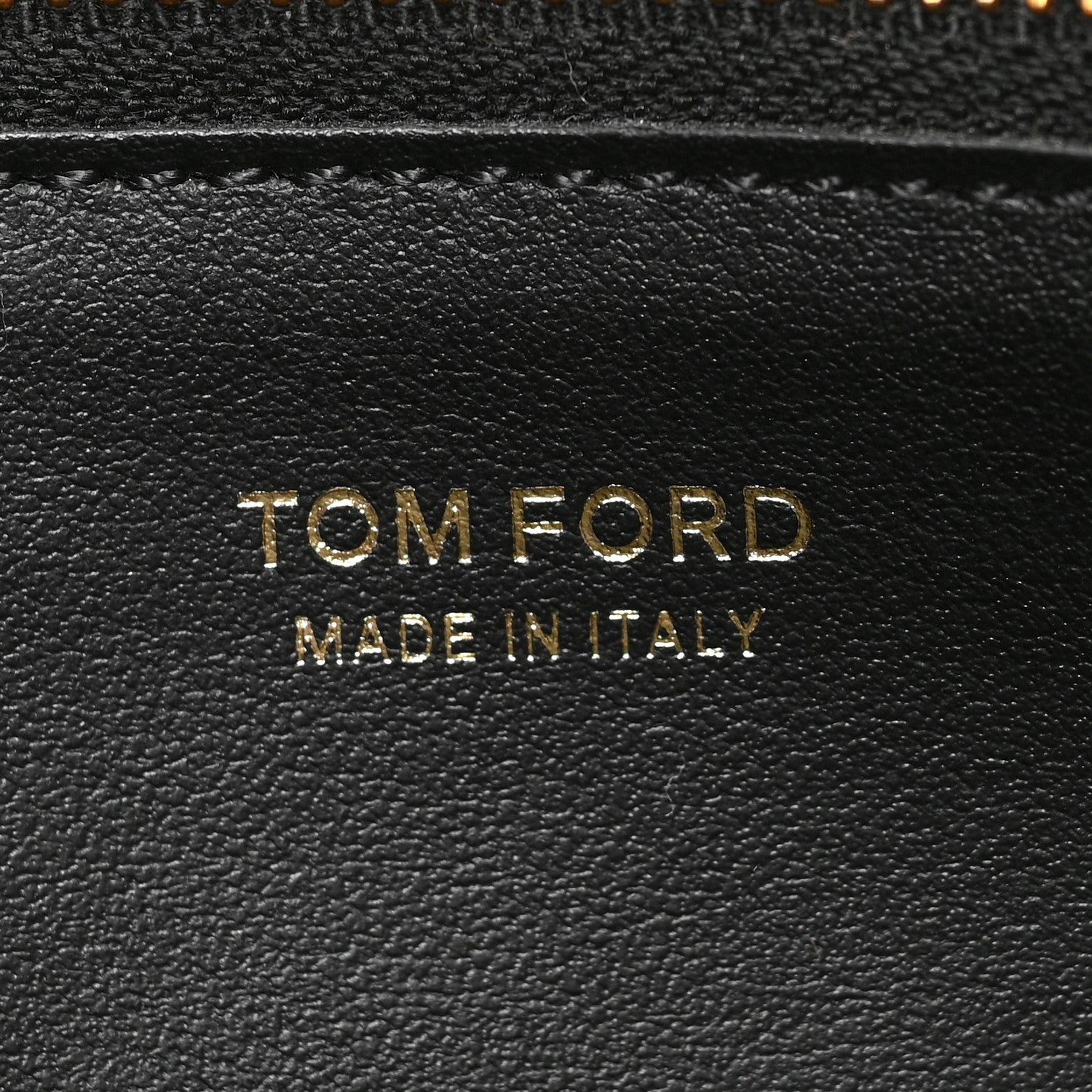 Tom Ford Calfskin Lizard Embossed TF Zip Around Wallet Black 6 of 6