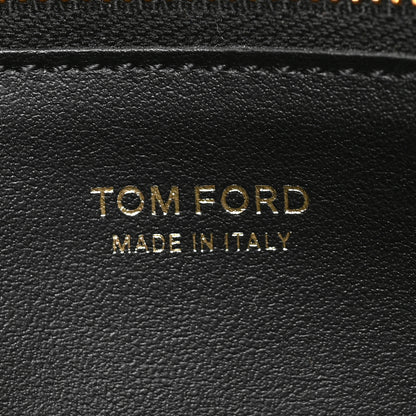 Tom Ford Calfskin Lizard Embossed TF Zip Around Wallet Black 6 of 6