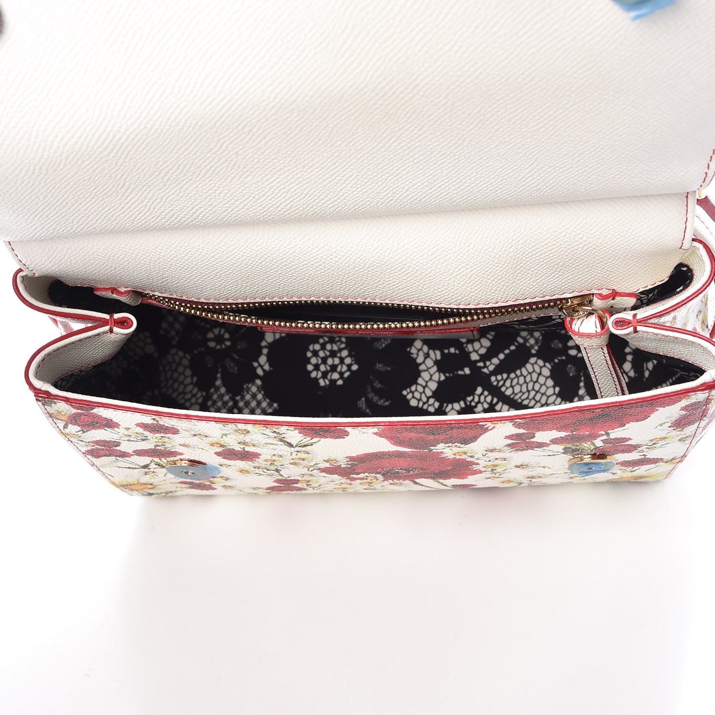 Dauphine Floral Print Medium Miss Sicily Satchel White