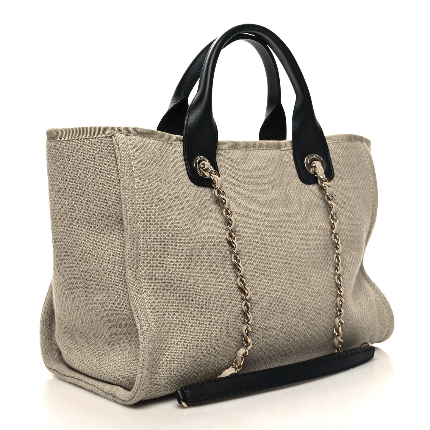 Mixed Fibers Small Deauville Tote Beige Black