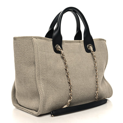 Chanel Mixed Fibers Small Deauville Tote Beige Black 4 of 12