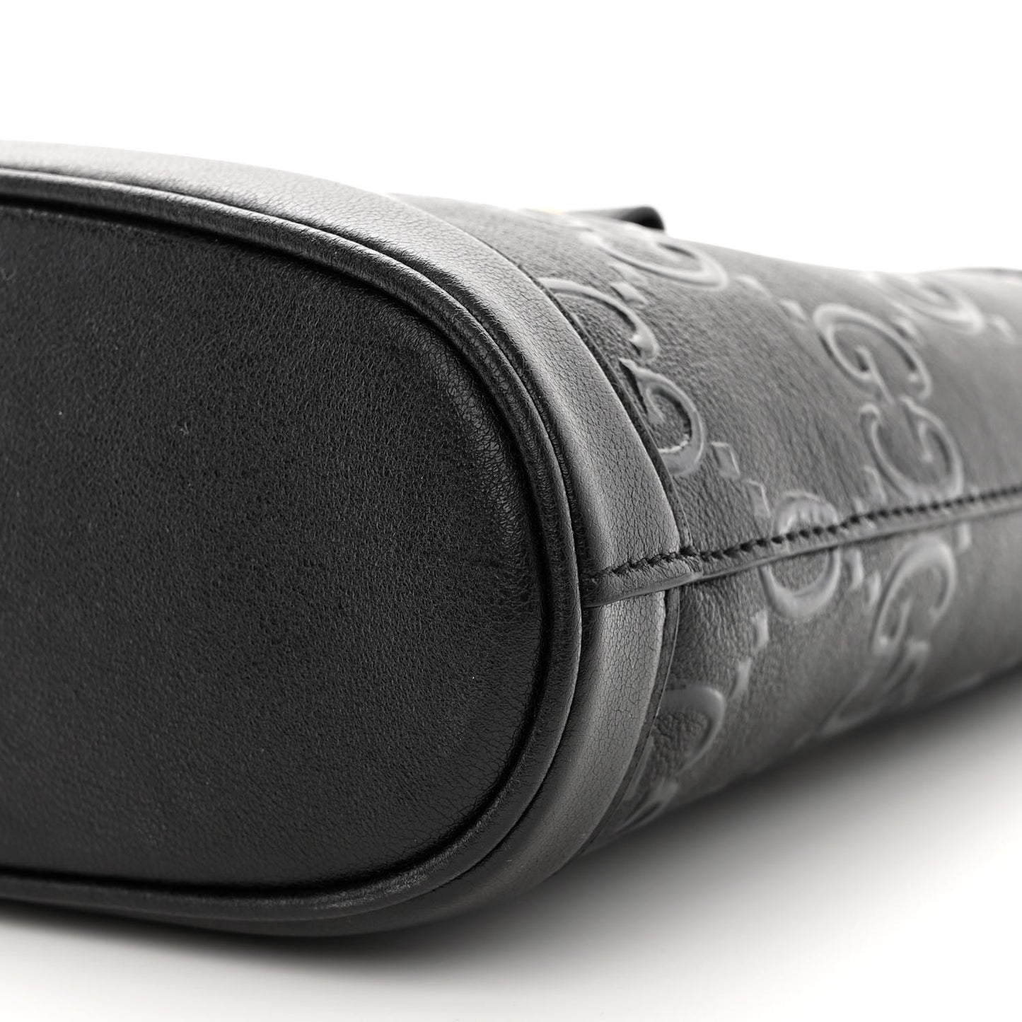 Wonka Grain Calfskin GG Monogram Debossed Small Padlock Shoulder Bag Black