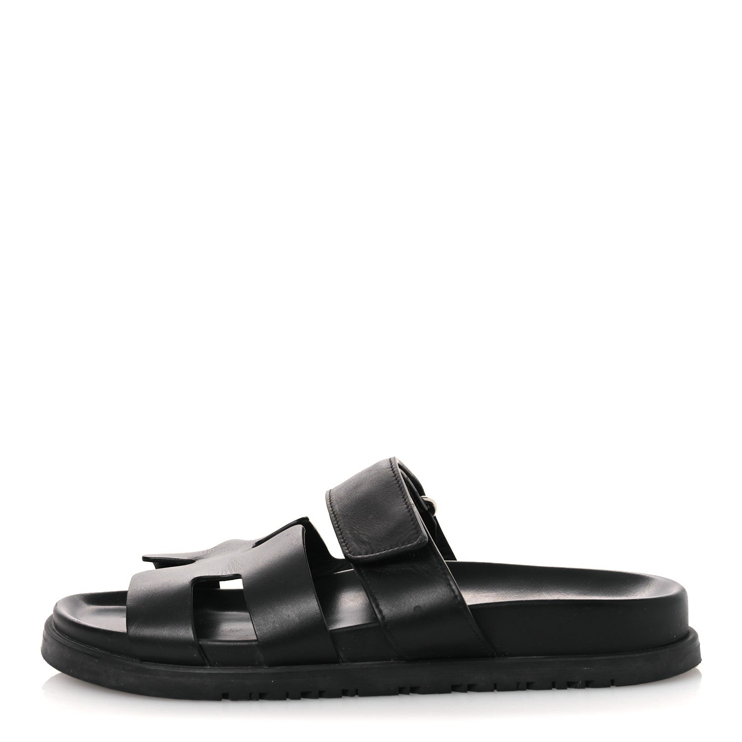 Hermes Calfskin Womens Chypre Sandals 36 Black 1 of 13