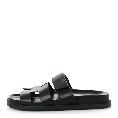 Hermes Calfskin Womens Chypre Sandals 36 Black 1 of 13