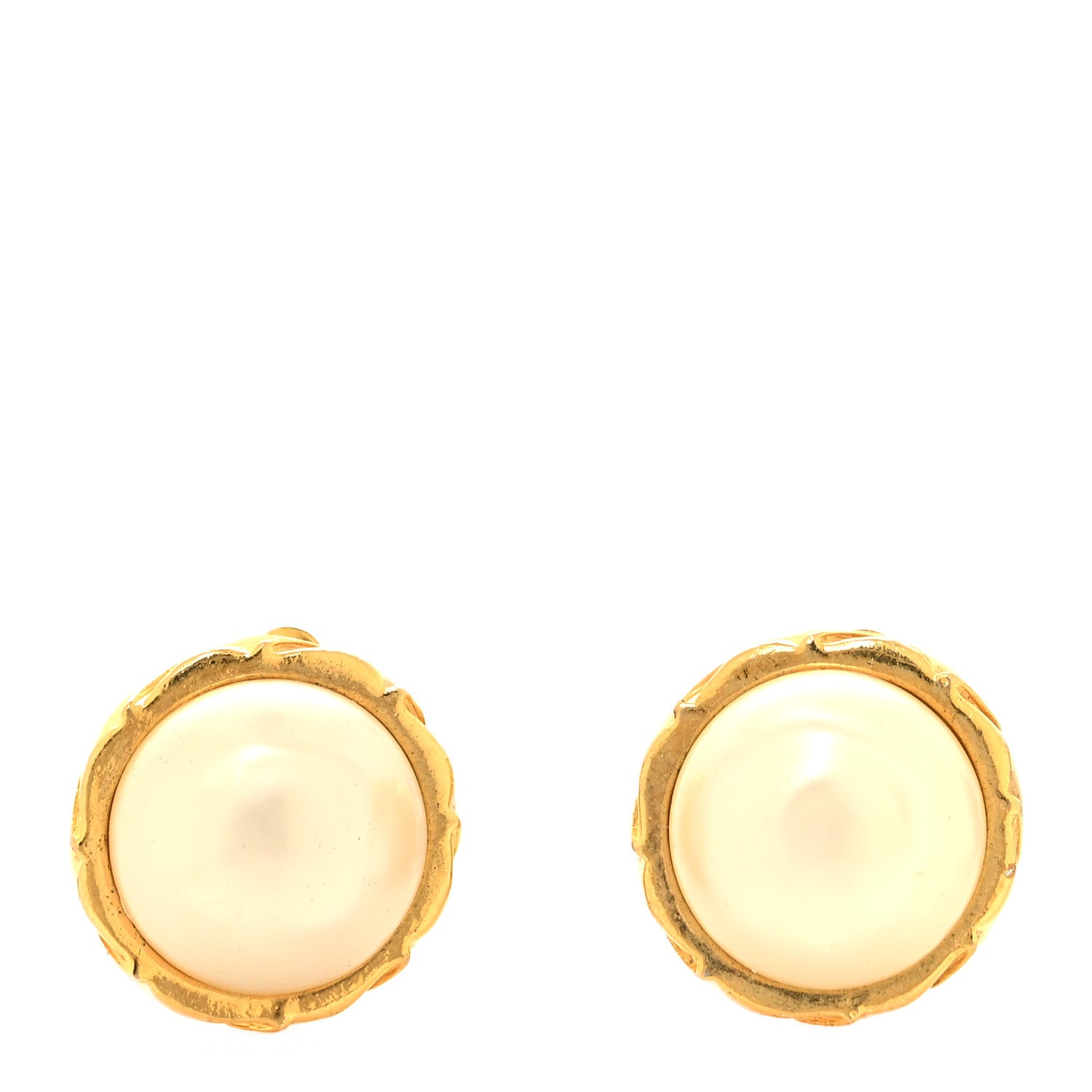 Chanel Pearl Round Clip On Earrings Gold 1 of 4