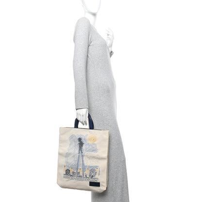 Fendi Canvas Federico Fellini Printed Flat Shopping Tote Grezzo Multicolor 2 of 11