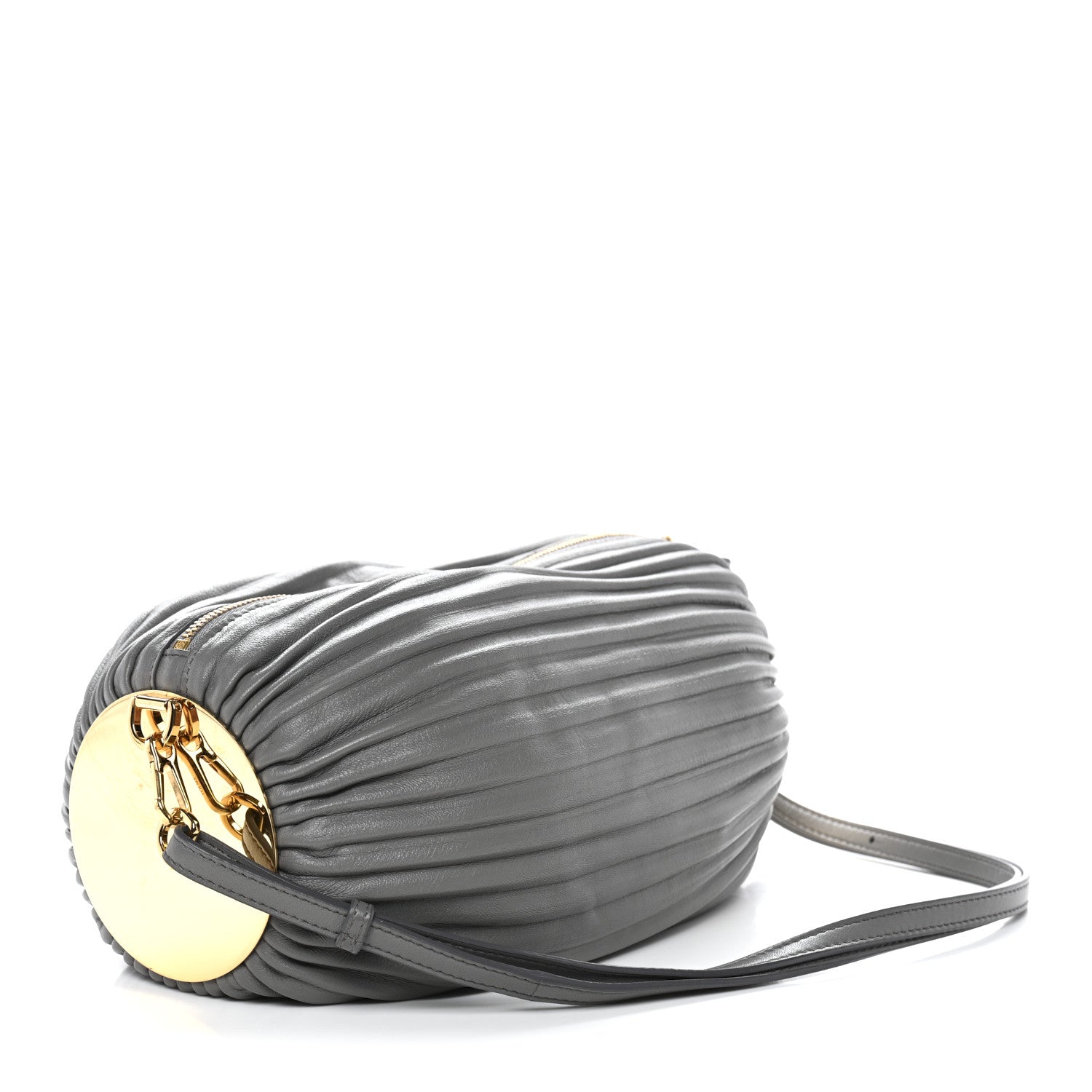Loewe Lambskin Pleated Bracelet Pouch shoulder Bag Asphalt Grey 3 of 9