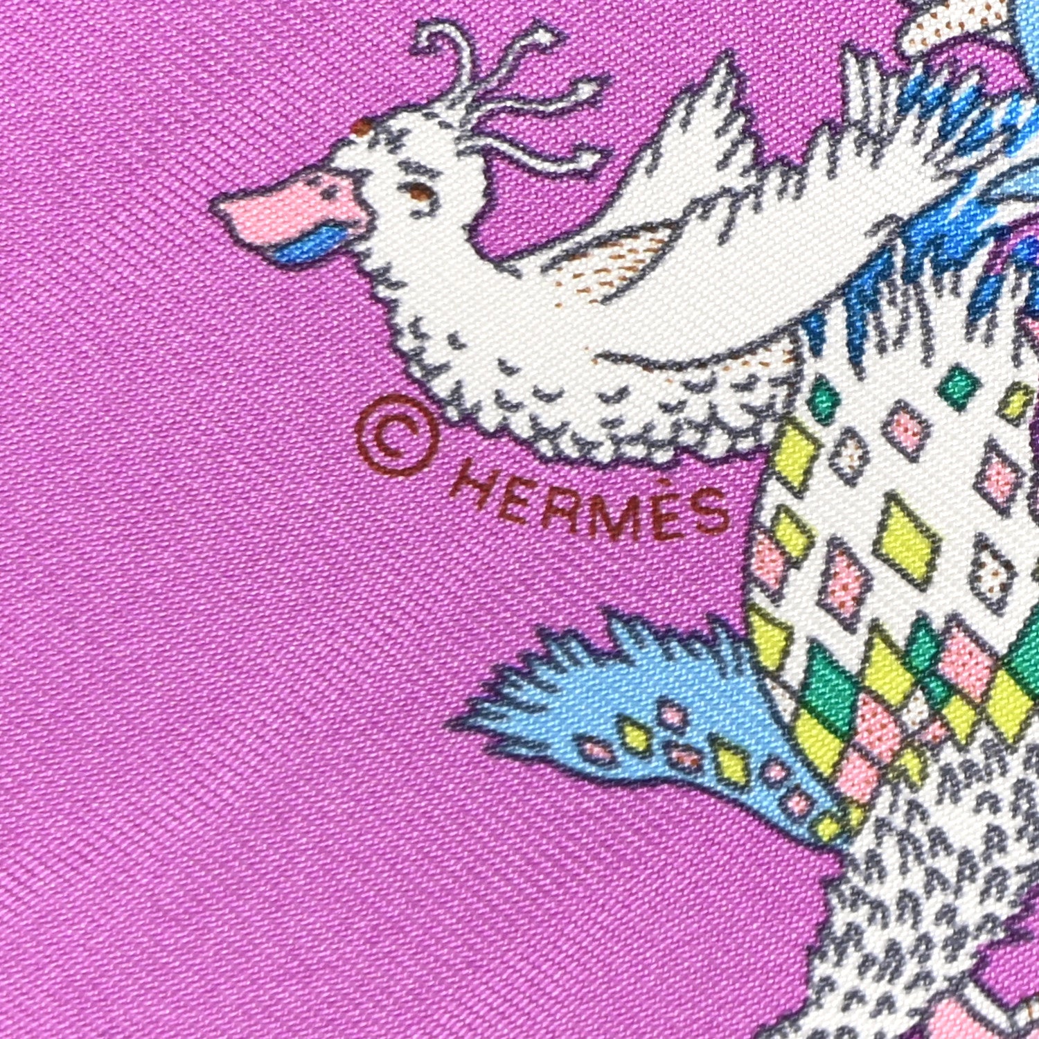 Hermes Silk La Folle Parade Zoom Scarf 45 Mauve Vert Rose 3 of 9