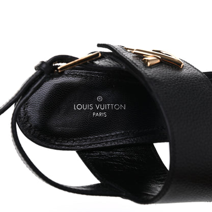Louis Vuitton Grained Calfskin Horizon Platform Sandals 39 Black 7 of 13