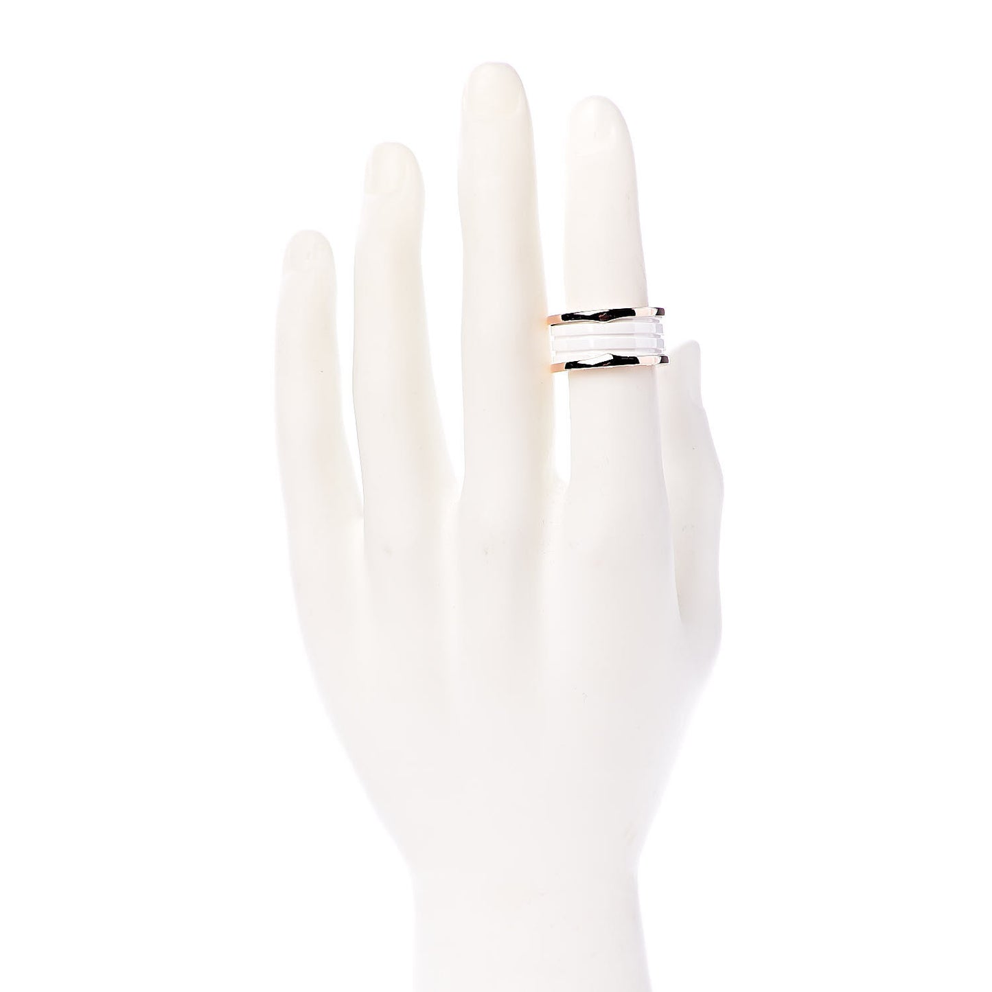 18K Rose Gold White Ceramic B.Zero1 Four-Band Ring 62 10