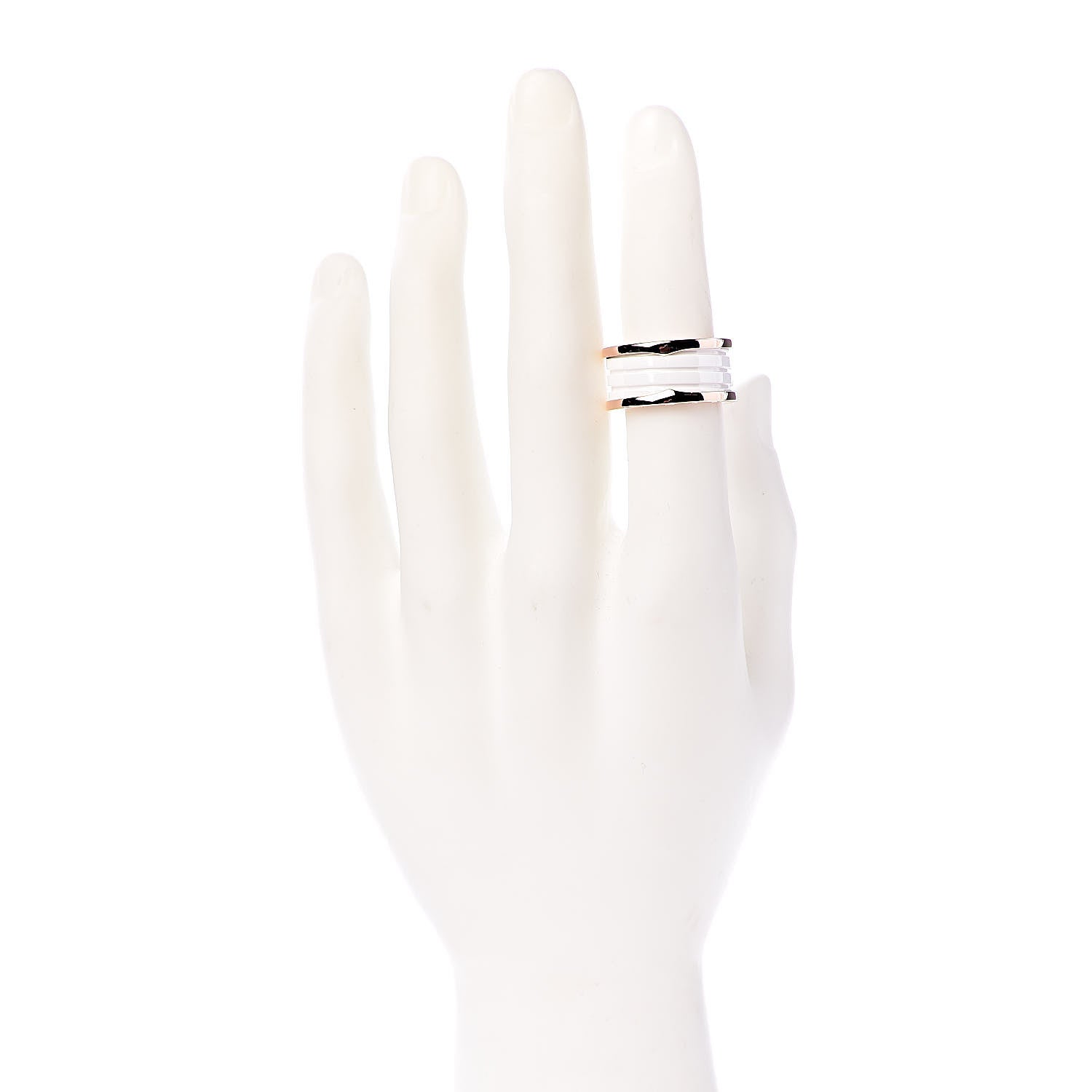 Bulgari 18K Rose Gold White Ceramic B.Zero1 Four-Band Ring 62 10 2 of 6