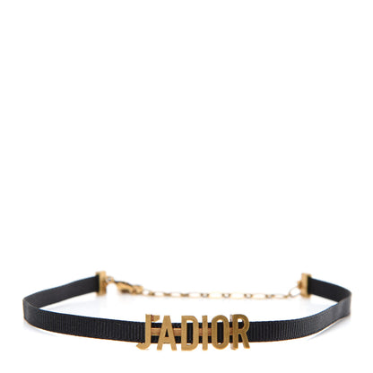 Christian Dior Grosgrain Ribbon J'Adior Logo Choker Necklace Black 1 of 4