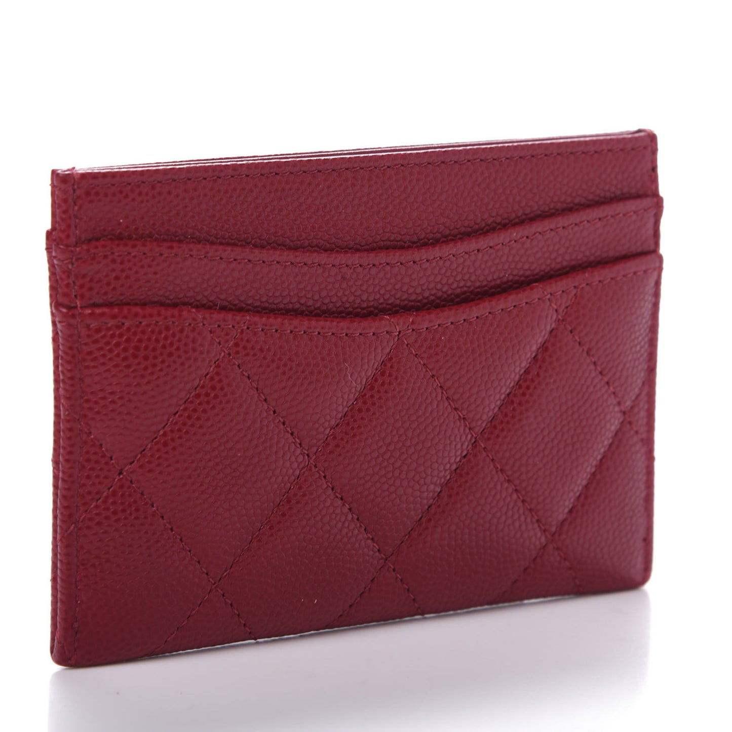 Caviar Quilted Card Holder Red