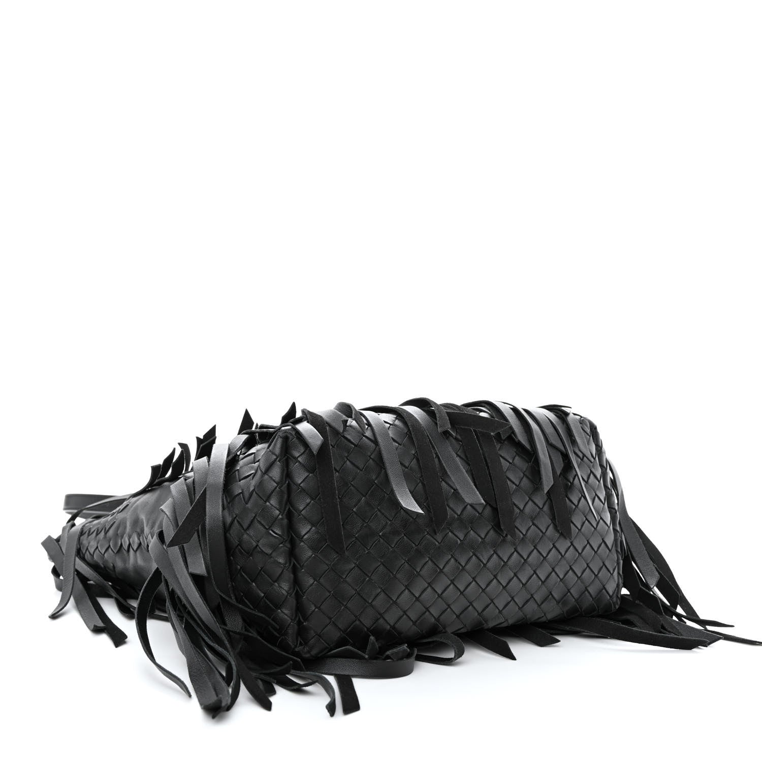 Bottega Veneta Nappa Fringe Woven Handle Tote Black 4 of 14