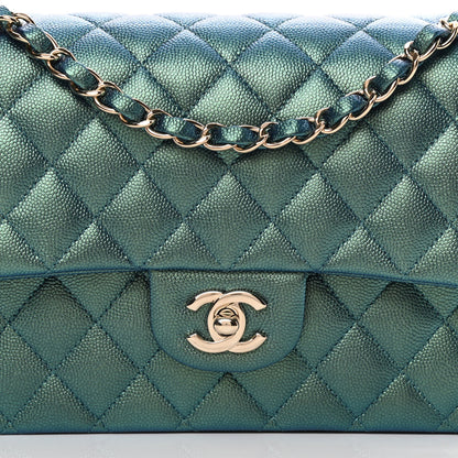 Chanel Iridescent Caviar Quilted Medium Double Flap Green 8 of 12