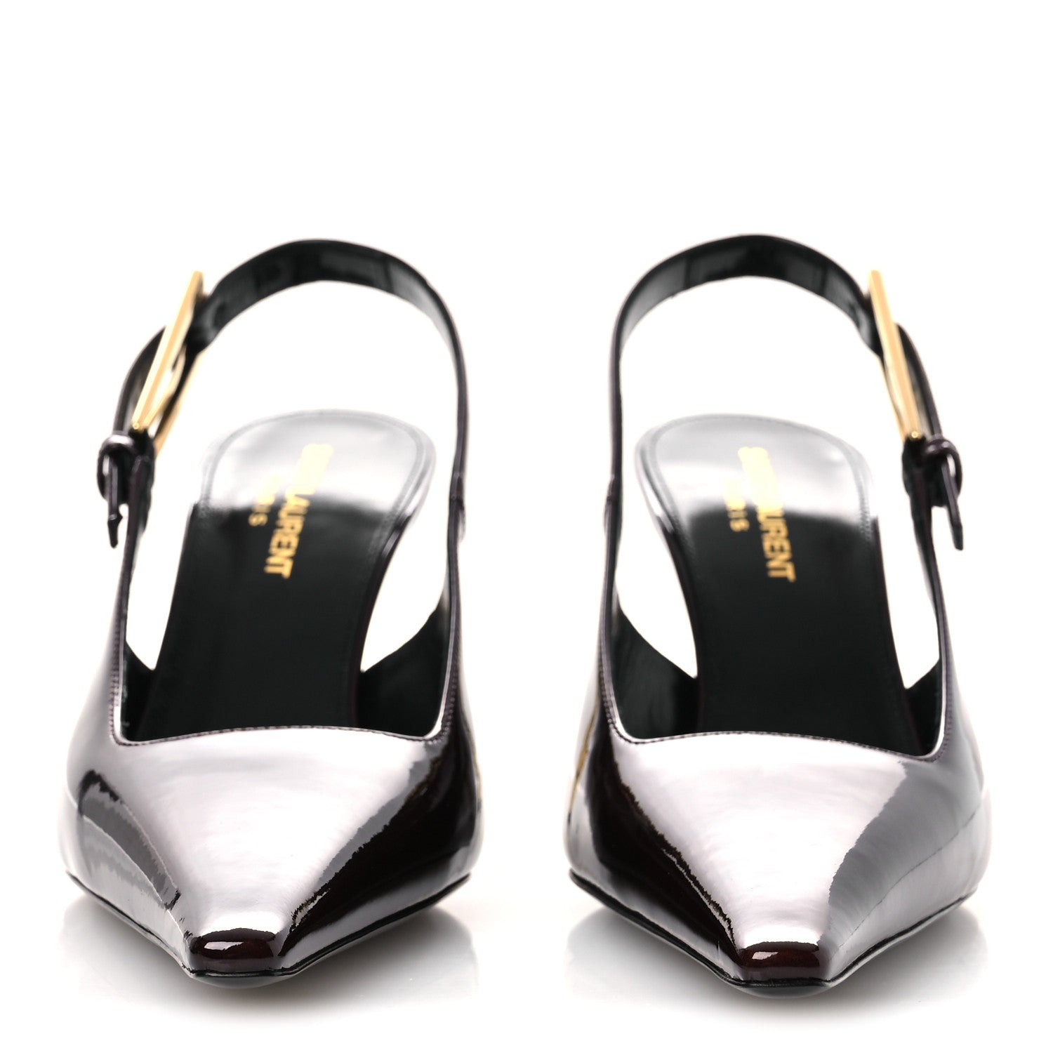 Saint Laurent Vernice Gloss Lee 75 Slingback Pumps 38.5 Marron Glacé 3 of 11