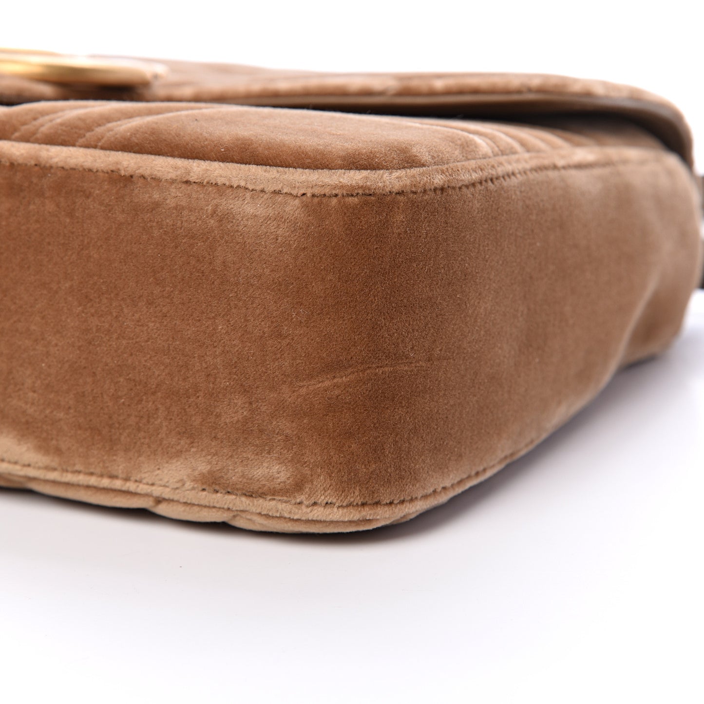 Velvet Matelasse Medium GG Marmont Shoulder Bag Taupe