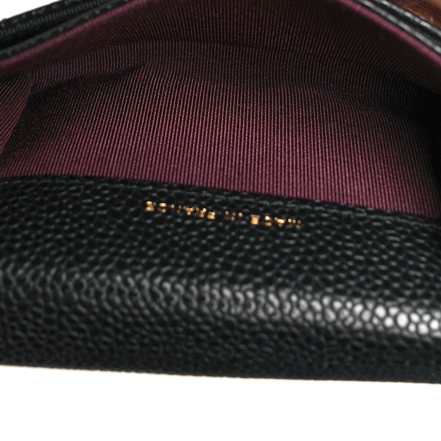 Caviar Quilted Flap Card Holder Wallet Black