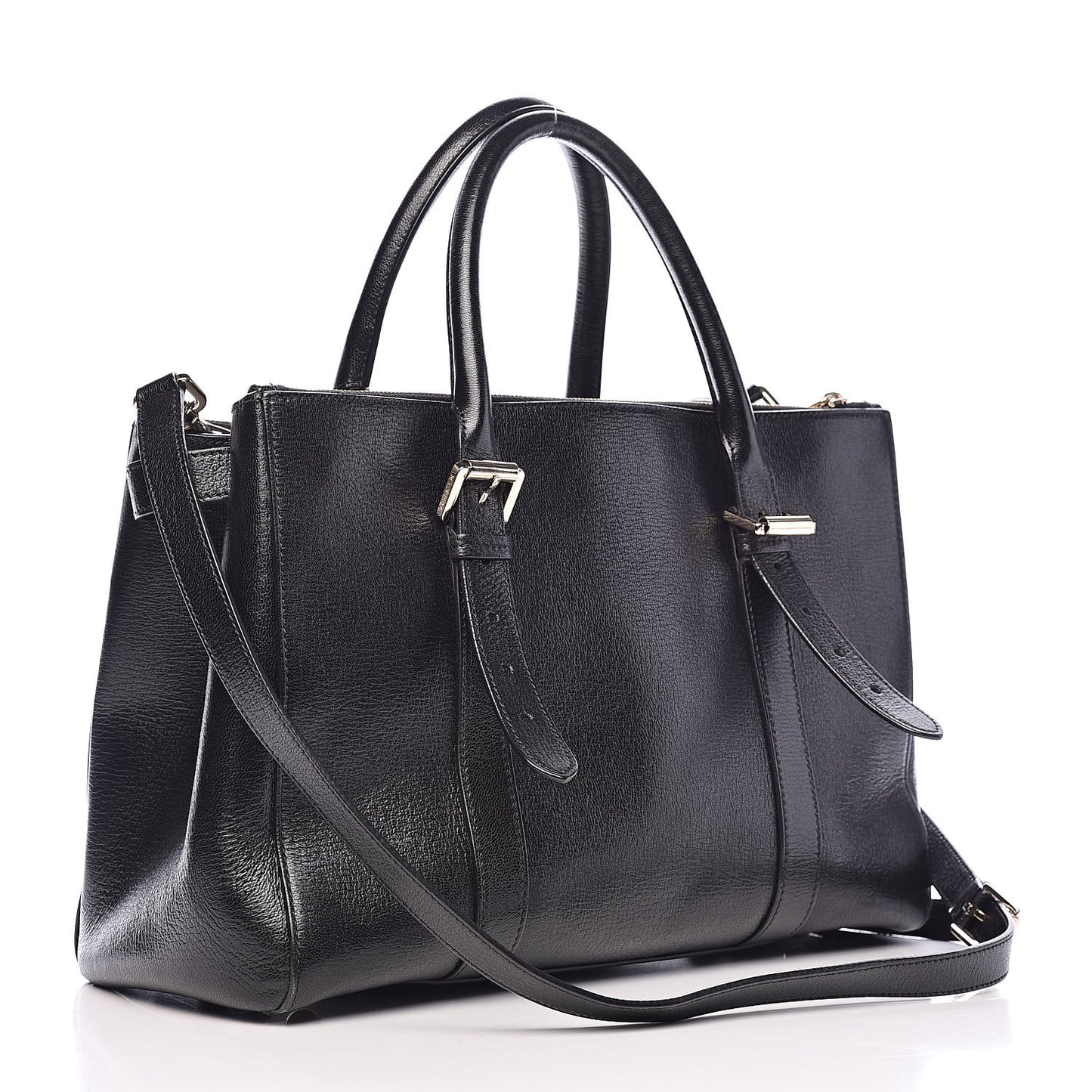 Shiny Goatskin Small Bayswater Double Zip Tote Black
