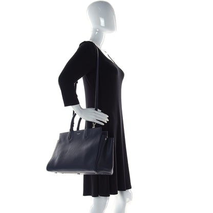 Saint Laurent Calfskin Medium Rive Gauche Cabas Navy Blue 3 of 17