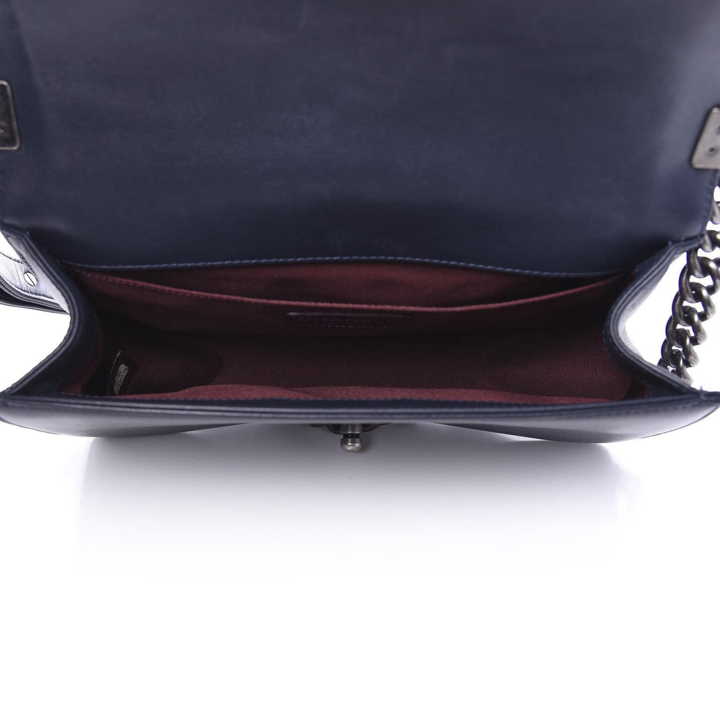 Calfskin Woven Medium Boy Flap Blue Burgundy