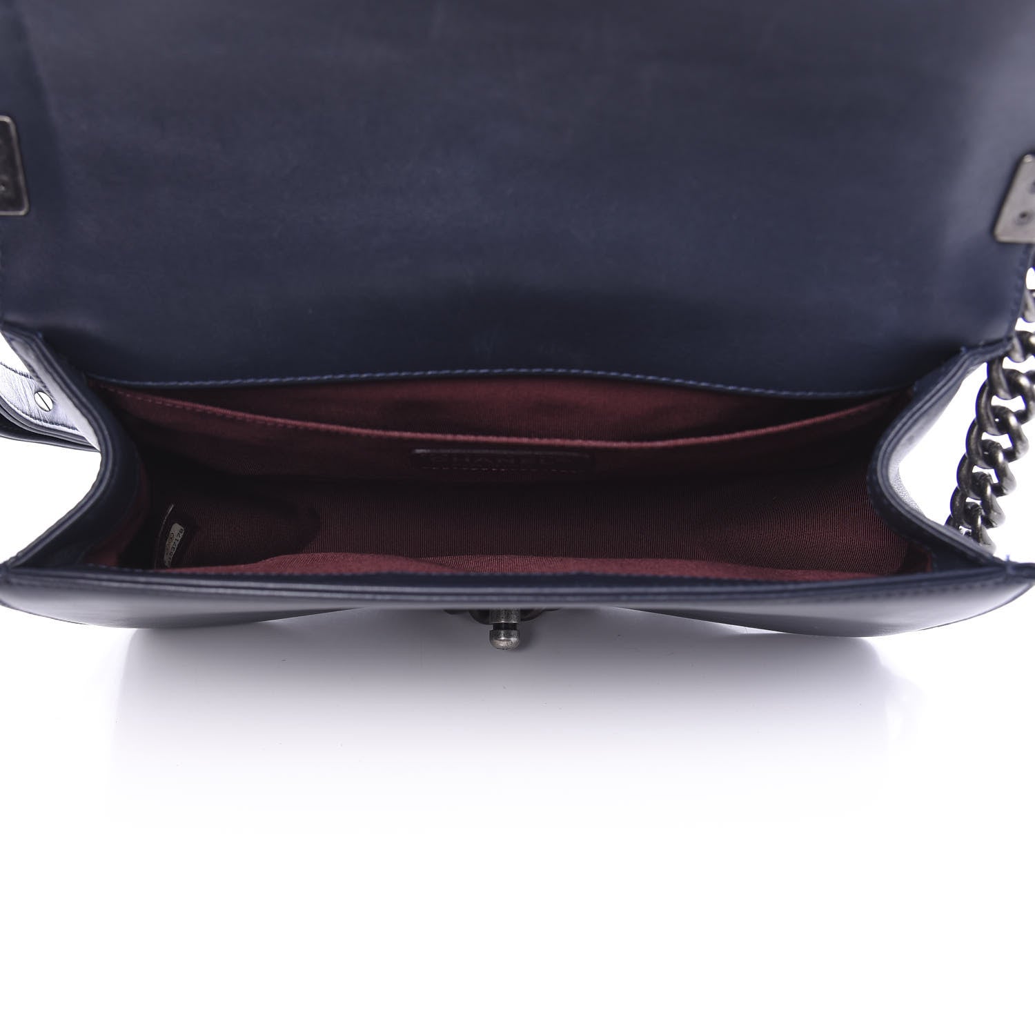 Chanel Calfskin Woven Medium Boy Flap Blue Burgundy 6 of 13