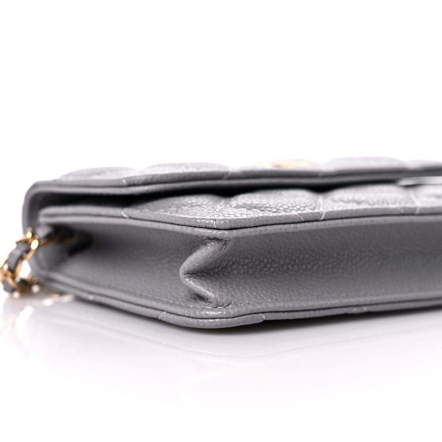 Caviar Quilted Miss Coco Clutch With Chain Grey
