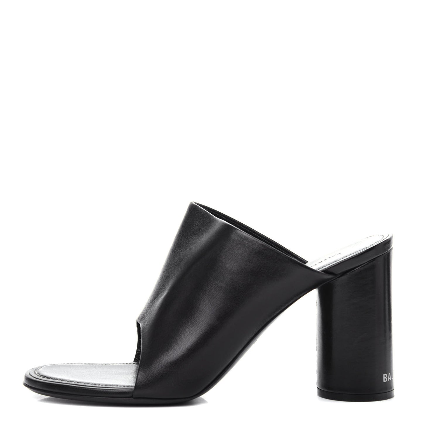 Shiny Sheepskin Oval 90mm Sandals 38.5 Black