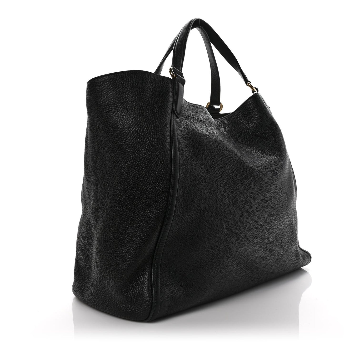 Pebbled Calfskin Large Soho Shoulder Bag Black