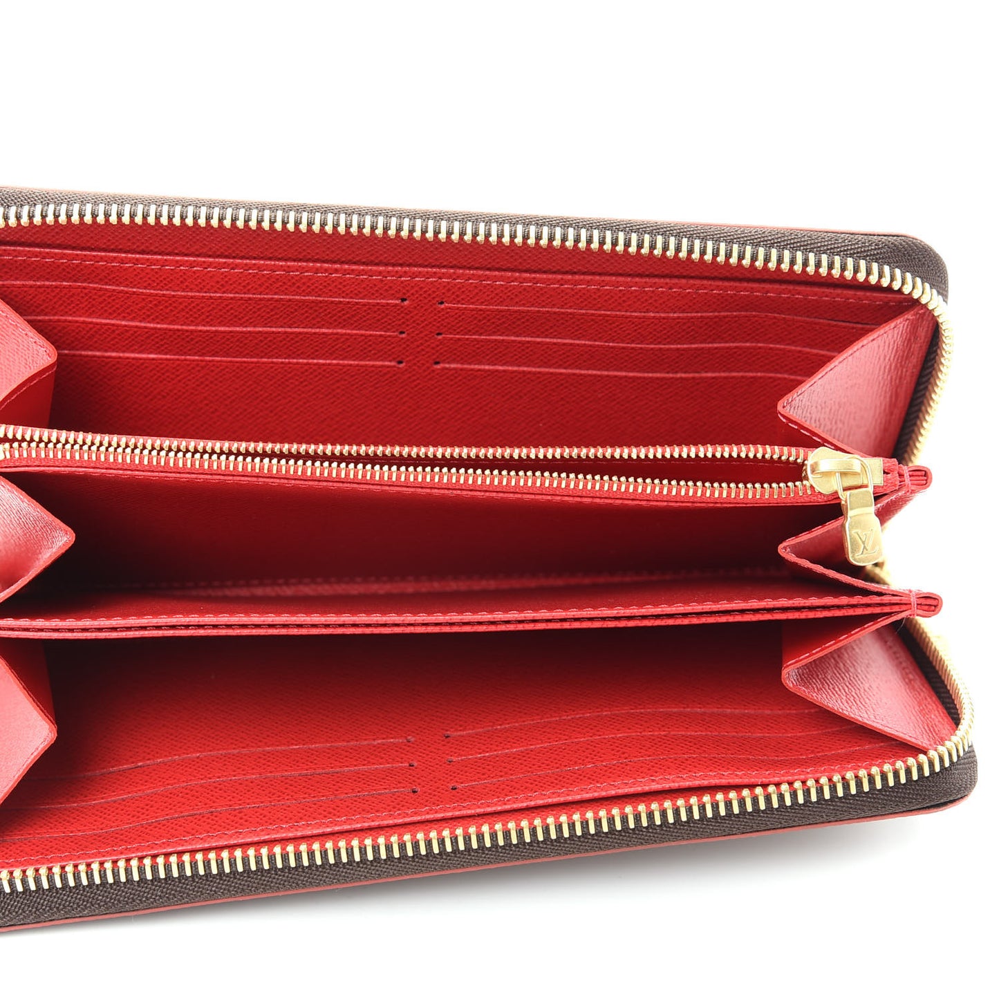 Damier Ebene Studded Zippy Wallet Cherry