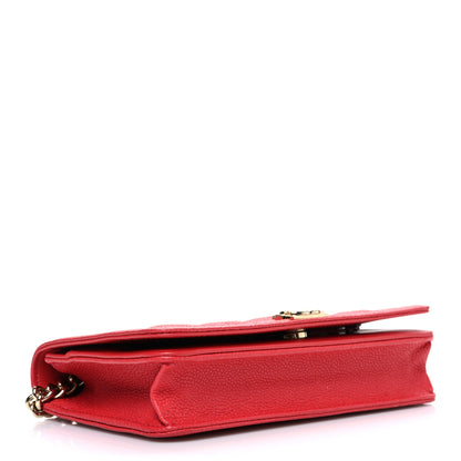 Chanel Caviar Quilted Boy Wallet On Chain WOC Red 4 of 14