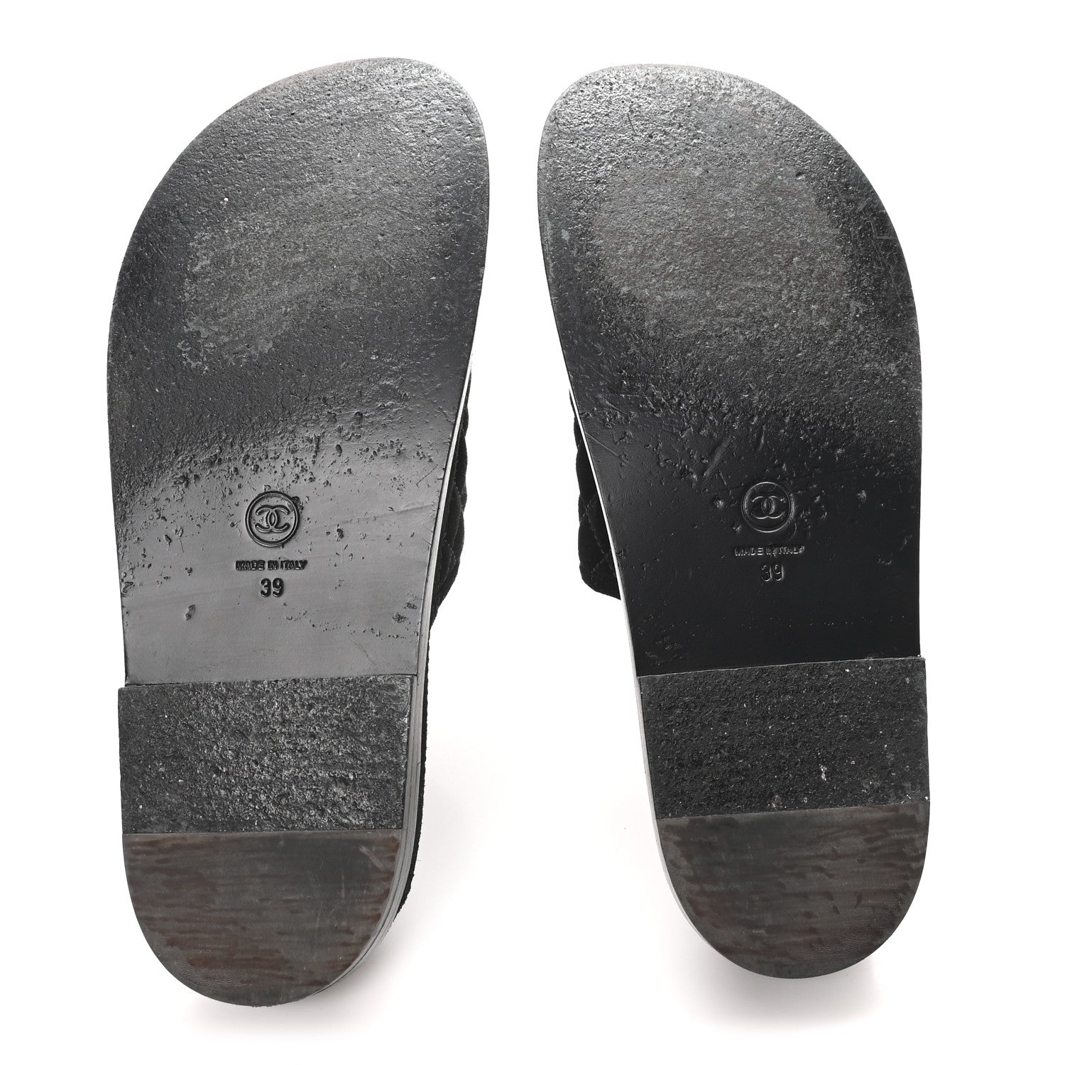 Chanel Suede Stitched Resin CC Mules 39 Black 6 of 9