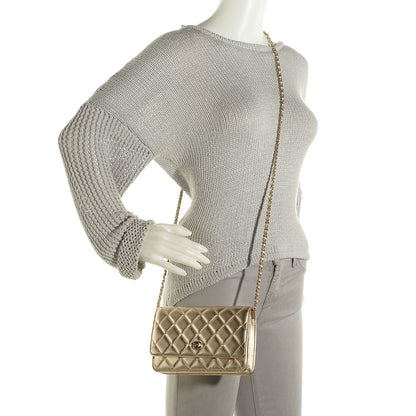 Chanel Metallic Lambskin Wallet On Chain WOC Gold 2 of 9