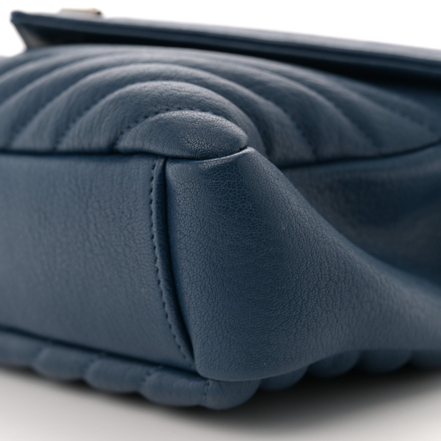 Sheepskin Matelasse Chevron Monogram Medium College Bag Blue Charron