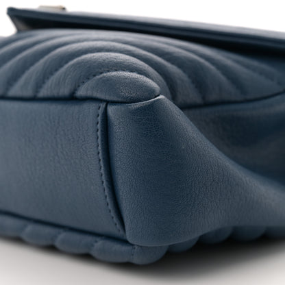 Saint Laurent Sheepskin Matelasse Chevron Monogram Medium College Bag Blue Charron 10 of 12
