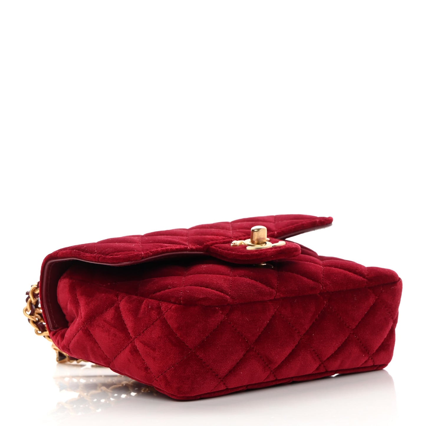 Velvet Enamel Mini Flap Red