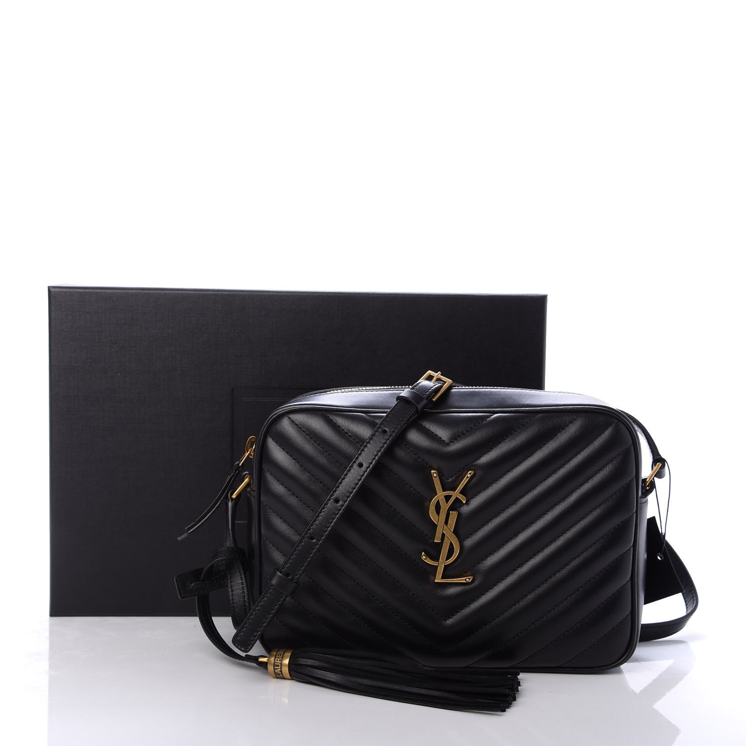 Saint Laurent Calfskin Matelasse Monogram Lou Camera Bag Black 9 of 9