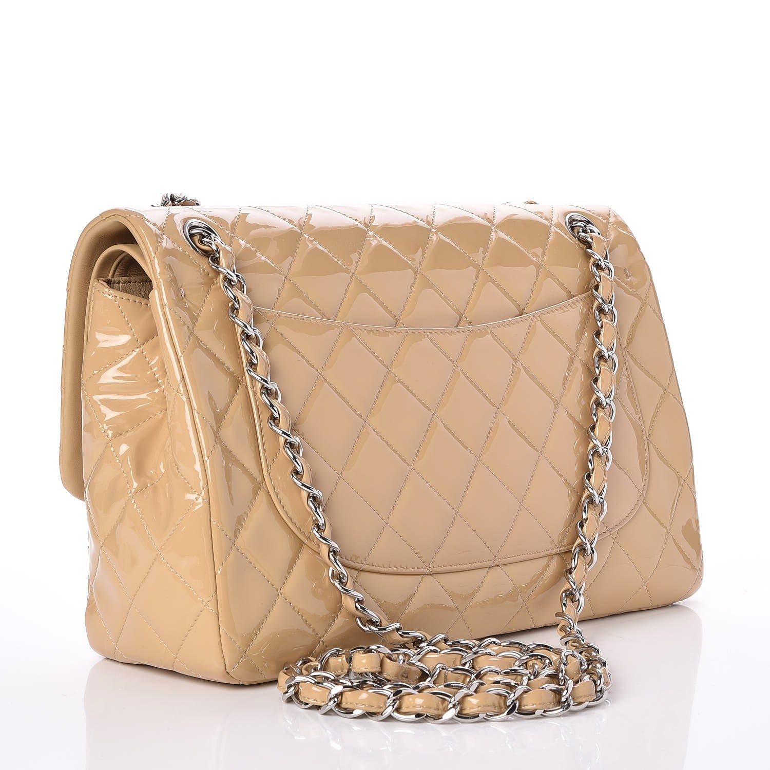 Chanel Patent Quilted Jumbo Double Flap Beige 4 of 8
