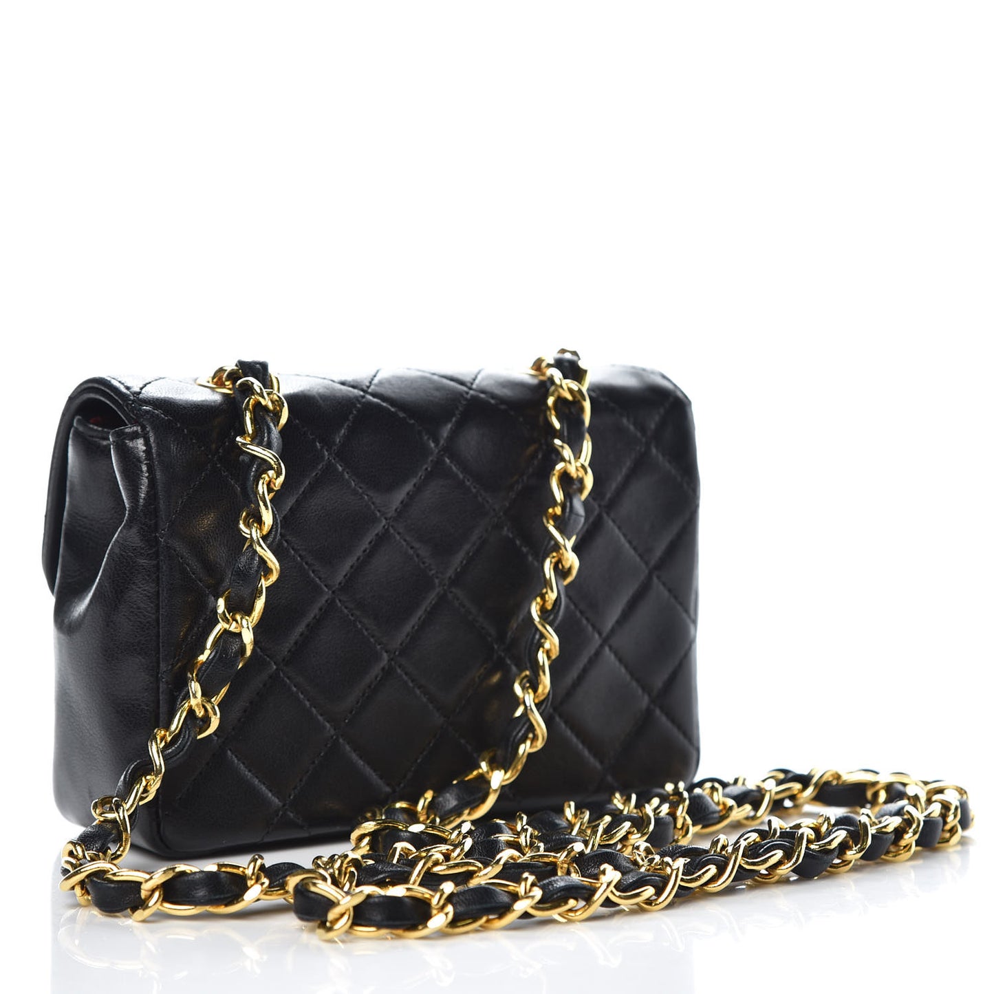 Lambskin Quilted Extra Mini Flap Black