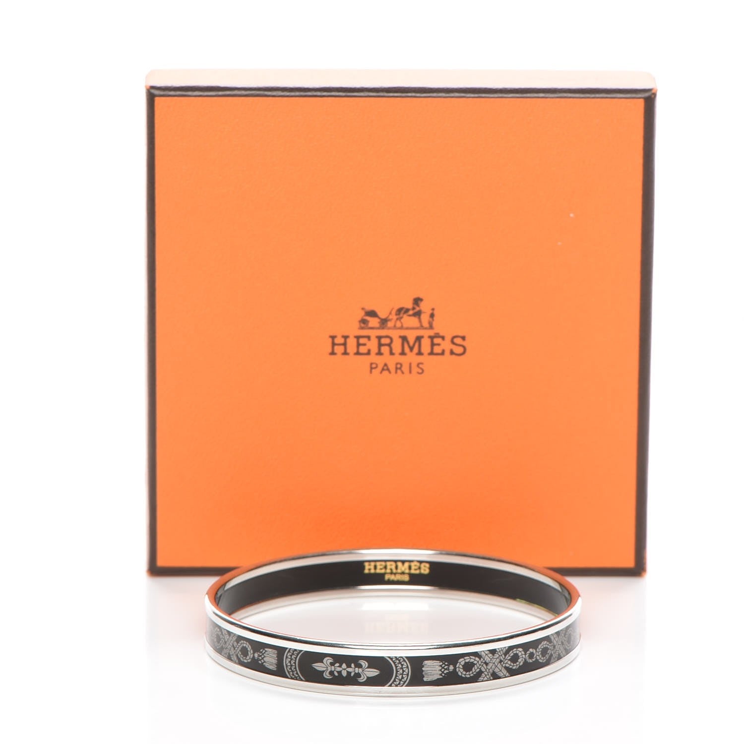 Hermes Enamel Printed Grand Apparat Narrow Bracelet 62 Black 6 of 6