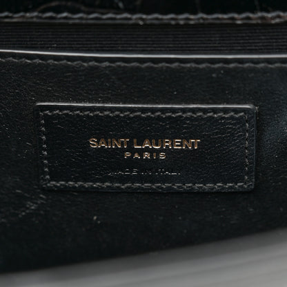Saint Laurent Calfskin Crocodile Embossed Small Classic Monogram Kate Tassel Satchel Black 6 of 10