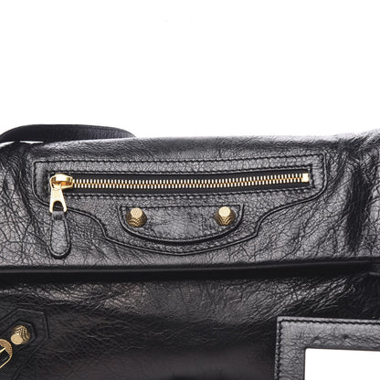 Balenciaga Agneau Giant 12 Gold Hardware Envelope Strap Clutch Black 10 of 12
