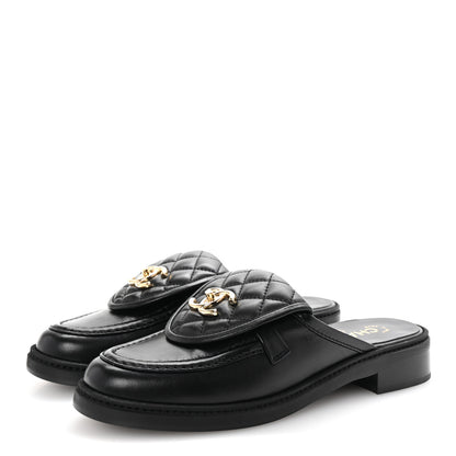 Chanel Lambskin Quilted CC Turnlock Mules 38.5 Black 4 of 10
