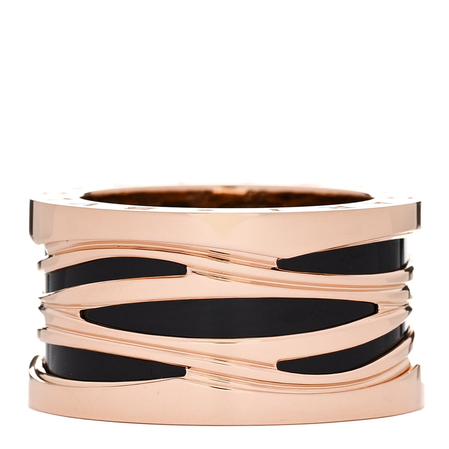 Bulgari 18K Rose Gold Black Ceramic B.Zero1 Legend Four-Band Ring 55 7.25 1 of 6